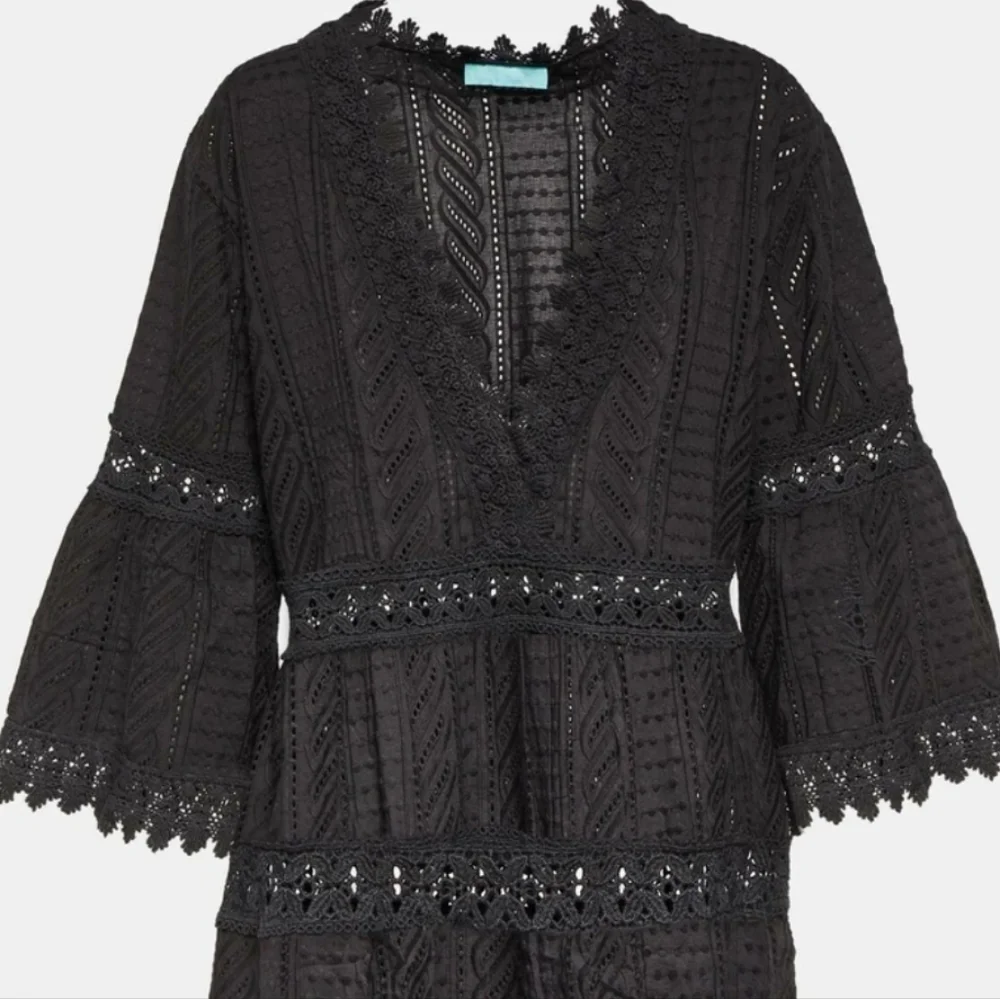 Melissa Odabash Victoria Broderie Anglaise Tiered Mini Dress Black Medium - Picture 5 of 12
